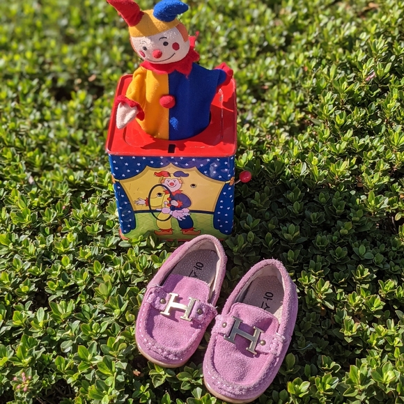 Toddler suede loafers Bossy Kidz pink suede "H" shoes. size 22 - Picture 4 of 13